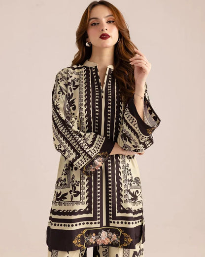 Wrinkle Free & Flowy Unstitched 2 piece printed Co-Ord Outfit