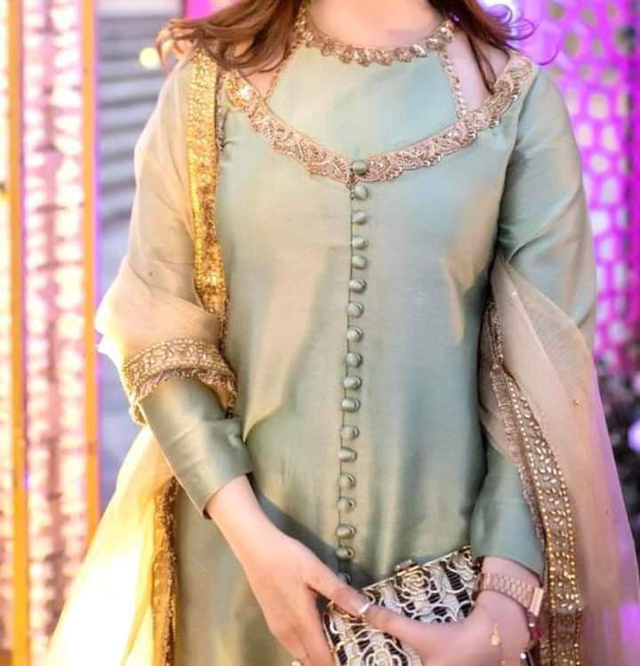 Beautiful Pista colour Double decker suit 3 pcs